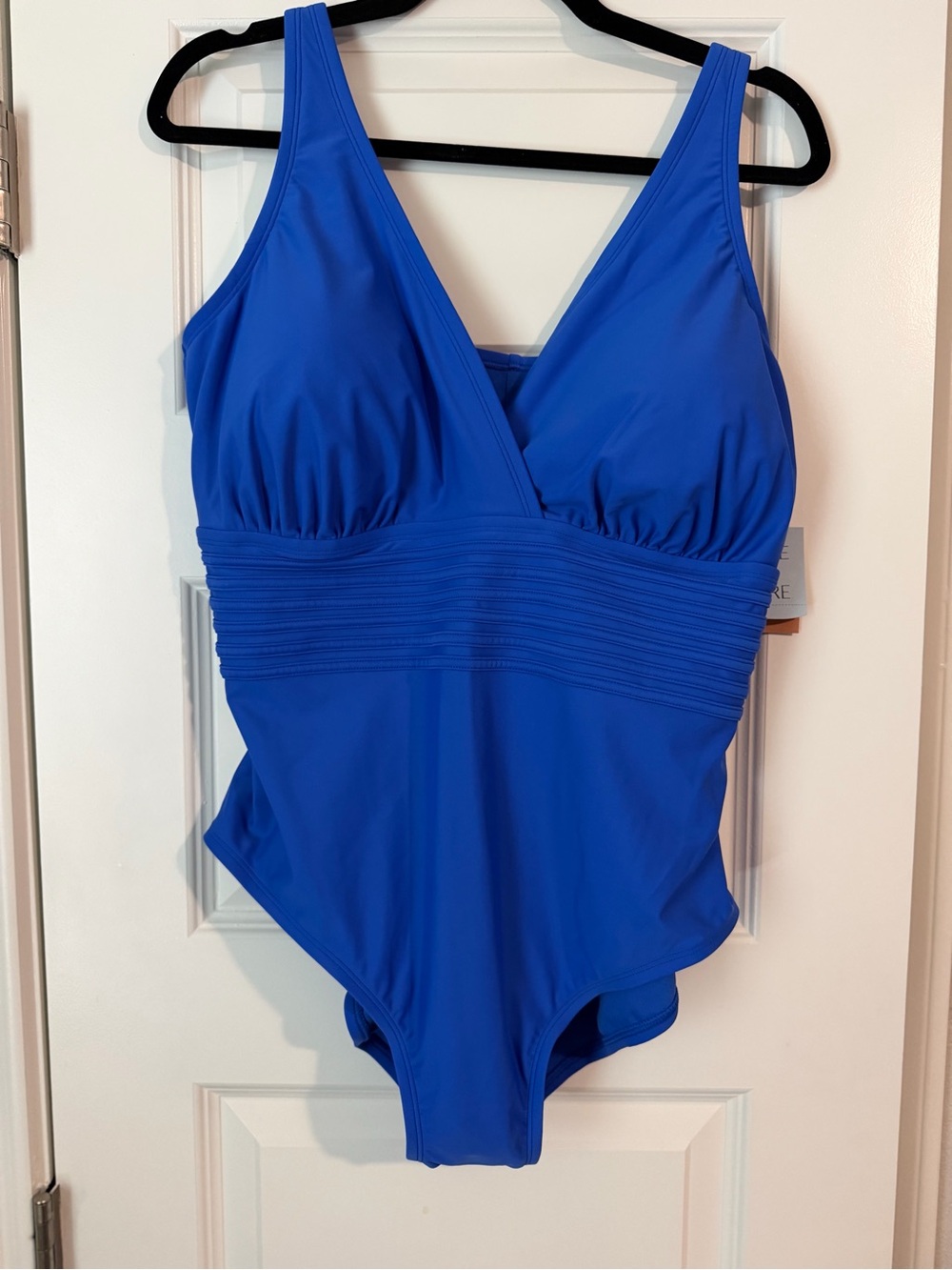 Shade & Shore Blue Solid One-Piece Swimsuit, Sz 18